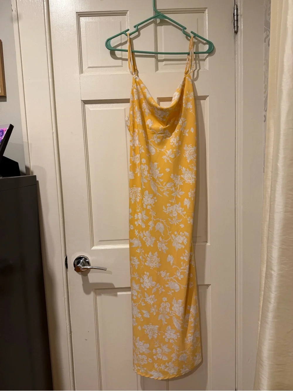 Abercrombie & Fitch Yellow Floral Cowl Slip Dress